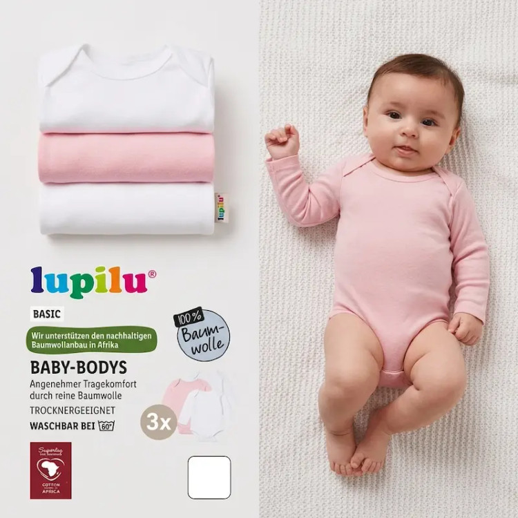 پک بادی آستینبلند نوزادی3عددی دخترانه(Lupilu)