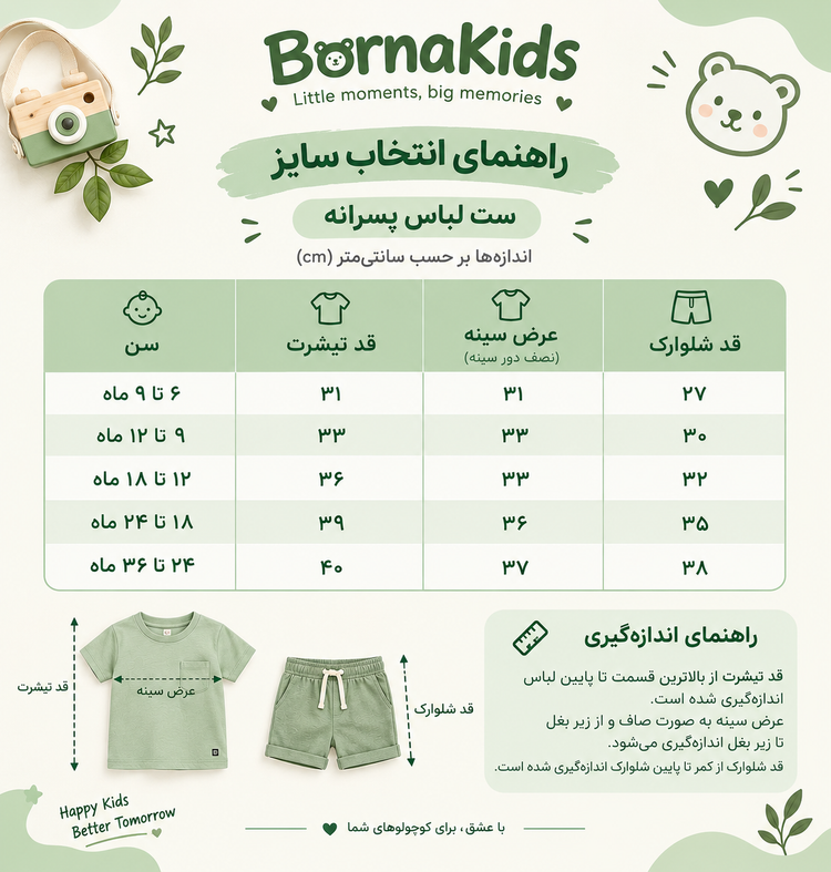 ست تیشرت و شلوارک پسرانه نخ پنبه طرح مکانیک سبز سدری(ایرانی)