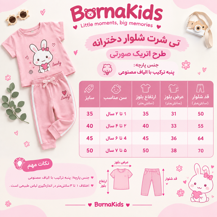 ست تیشرت و شلوار طرح پاتریک صورتی(ایرانی)